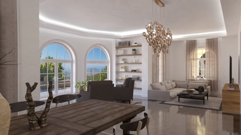 Luxury villa with sea and mountain views in Alanya, Tepe