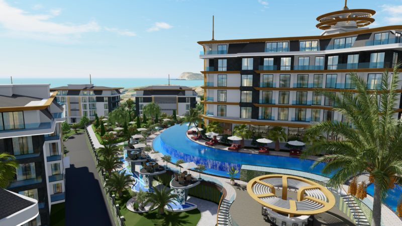New luxury investment project in Alanya with sea and mountain views, Kestel