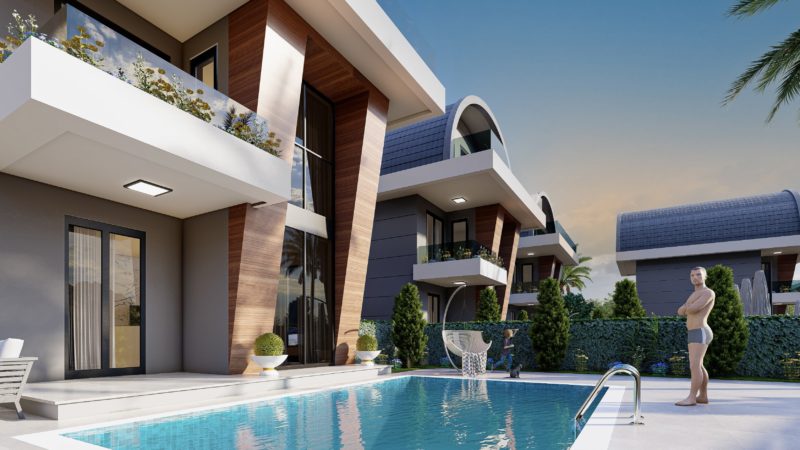 Villas with modern design, in Payallar, 300 m from the sea