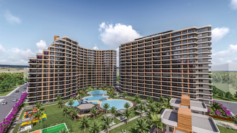 Apartments under construction in one of the resort areas of Mersin